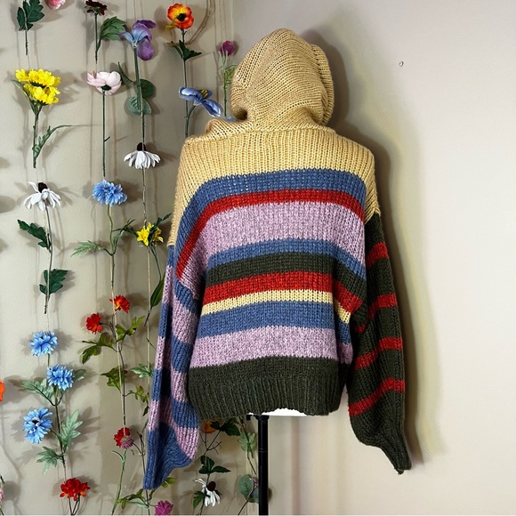 Colorful Striped Sweater with Hood, Maronie - Picture 4 of 6